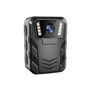 Rugged body-worn camera with night vision lights.
