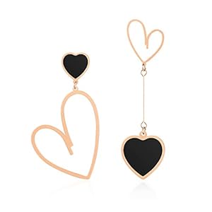 Linawe Black Heart Dangle Earrings for Women Trendy, Rose Gold Lover Earrings Dangling, Queen of Hearts Costume, Funky Trendy Jewelry, Gift for Mom Wife Her