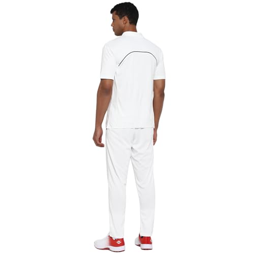 Image of Nivia Crick-1000 Cricket Jersey for Men, Micro Dotknit Breathable Fabric, Quick Dry Moisture Wicking Technology, Regular Half Sleeves Athletic Fit, Off White Match and Practice Wear