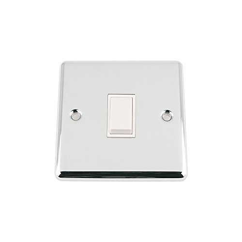 Intermediate Switch 1 Gang - Polished Chrome - Classic - White Insert Plastic Switch - 10 Amp Single 1 Gang