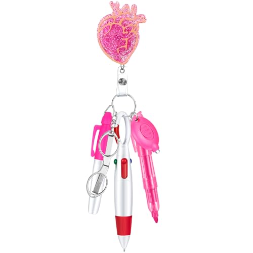 Motipuns 6 Pcs Nurse Badge Reel Accessories, Nurse Badge Pens Set, Pink