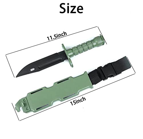 Tactical Rubber Knife Abs Plastic Dagger Military Training Scabbard Model M9 Kit For Martial Arts Pretend Play Cosplay Funning Game Halloween（Green） #TOP1