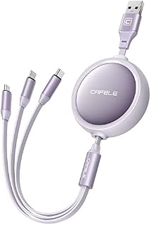 CAFELE Retractable Phone Charger Cable, [Tangle Free] Multi Retractable Charger Cable 3 in 1 with Phone/TYPE-C/Micro USB Port, 3.4FT Charging Cable for Phone 14 13 12 X SE, Samsung, NOKIA, Google