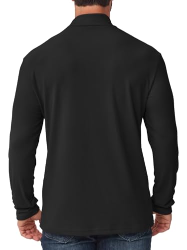 Camiseta Cuello Alto Hombre Termica Forro Polar Interior Elástica Slim Fit de Manga Larga Jersey Hombre Invierno Frío y Uso Diario Negro L