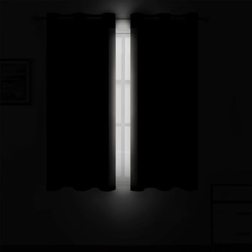 Image of LEMOMO Blackout Curtains 66 x 54 Inch Long Light Beige Curtains Set of 2 Panels Room Darkening Curtains for Bedroom and Living Room