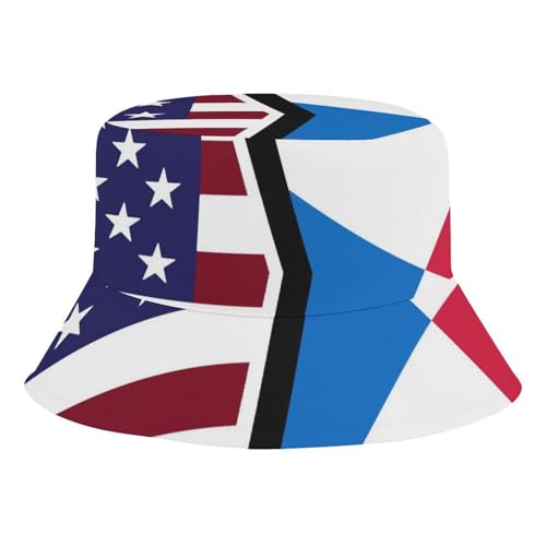American and Panama FlagChildren's Bucket Hat for Boys and Girls, Breathable Summer Beach Hat52cm