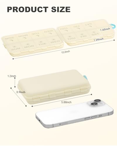 Image of Pill Organizer Travel Medicine Case - Travel Pill Case with Etched Labels, Daily Travel Medicine Case Holder