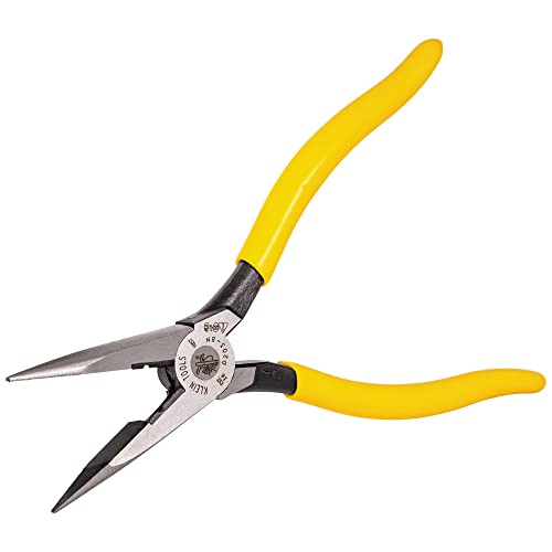 Image of Klein Tools D203-8N Needle Nose Pliers and Wire Stripper, Long Nose Side Cutters with Wire Striping Hole, Heavy Duty Alligator Pliers, 8-Inch