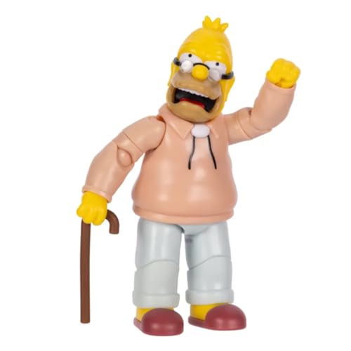 The Simpsons - Licence Officielle - Jakks Pacific - Figurine Grampa Simpson 12,7 cm avec Canne - Collection Série Télé Animation - Jouet Articulé à...
