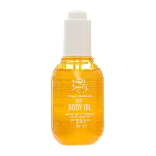 Sol Beauty Huile Corps Séchante Parfum Caramel Vanille avec Extrait de Noix du Brésil et Huile de...