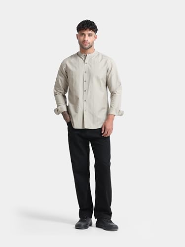 Image of StitchX Men's Full Sleeve Mandarin Collar Jacquard Shirt