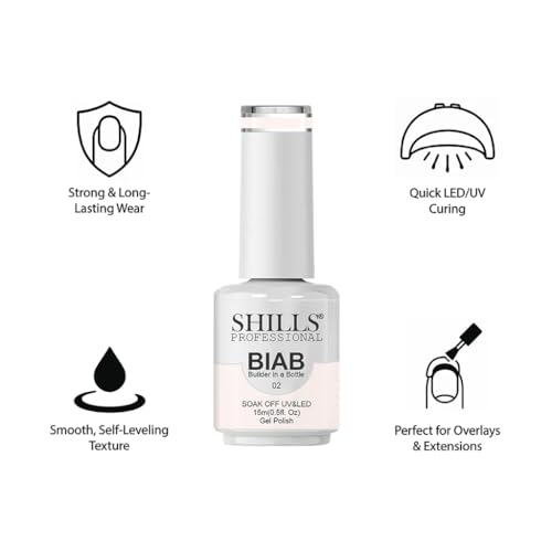 Image of SHILLS PROFESSIONAL BIAB - Builder in a Bottle 15ml | Soak Off UV & LED Gel Polish | Nail Strengthener, Base & Builder Gel in One | Long-Lasting, Chip-Resistant Formula | Available in 6 Shades (02 - Natural Beige)