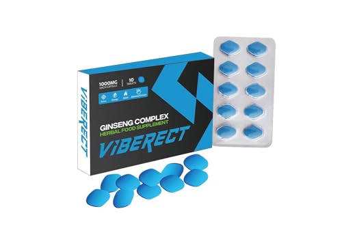 VIBERECT Blue 1000mg New UK | Stronger | Longer | Harder | Performance | Extra Strength Enhancing Pills Stamina Endurance Booster Supplement Pills for Men | 10 Ginseng Tablets