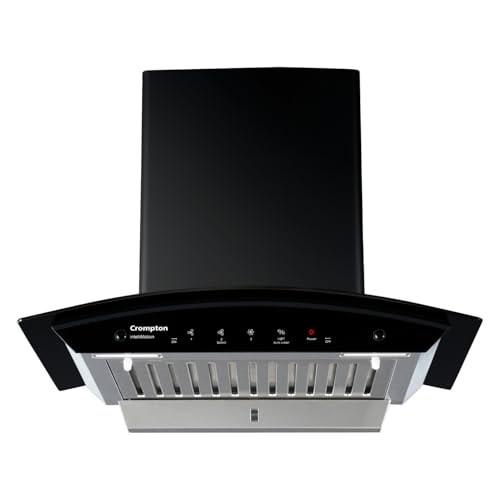 Image of Crompton IntelliMotion 60 cm Curved Glass Kitchen Chimney with Auto-Clean & 1178 m /hr Suction | Silent Kitchen Chimney With Baffle Filter, Motion Sensor & Touch Control (Black)