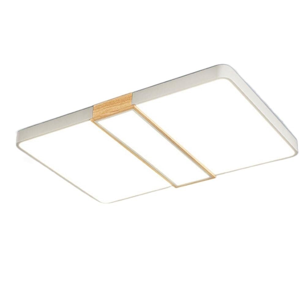 KXEcoLife Semi Flush Mount Ceiling Light Rectangular Designs Scandinavian White Lamp Modern Acrylic Wood for Dining Room Living ((White)