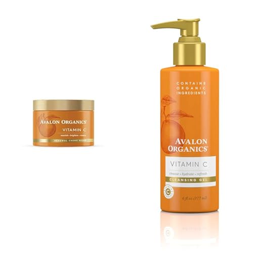 Avalon Organics Skin Moisturizer with Vitamin C 1.7 Oz & Cleansing Gel with Vitamin C 6 Oz Bundle