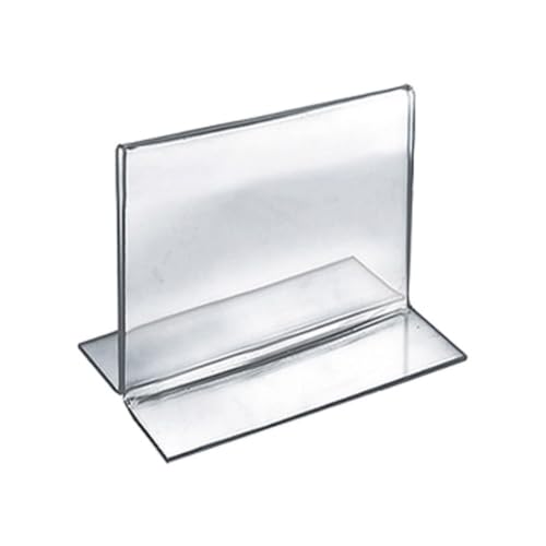Azar Displays 152730 5-Inch Width by 4-Inch Height Double-Foot Acrylic Sign Holder, 10-Pack