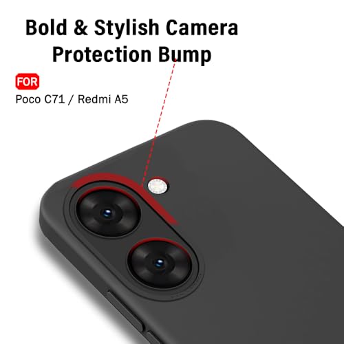 Image of TheGiftKart Liquid Silicon Back Cover Case for Poco C71 / Redmi A5 | Stylish Camera Protection Module | Micro-Fibre Lining Inside | Shockproof Back Cover Case for Poco C71 / Redmi A5 (Silicone, Black)