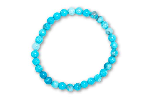 Taddart Minerals – Bracciale in lega di magnesite naturale con sfere da 6 mm su filo di nylon elastico – fatto a mano