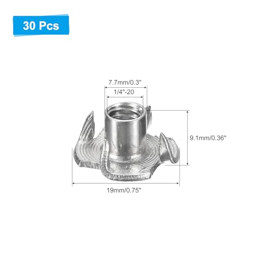 Uxcell F24032800UX0327 1/4"-20 T-Nuts, 304 Stainless Steel 3-Pronged Tee Nuts Threaded Inserts thumb #1