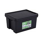 Wham Bam 100% Recycled Super Strong Impact Resistant Black Re-Usable Storage Boxes With Lids 16 Litre 38.5 x 29 x 21.5cm (1 Box)