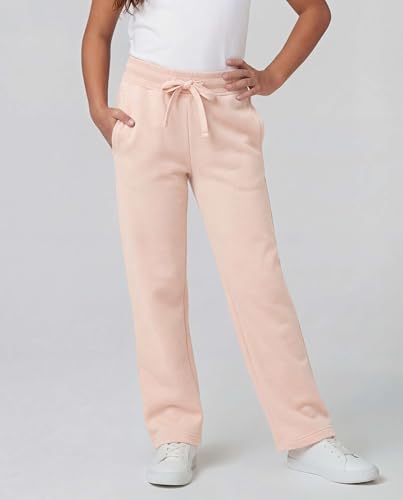 Image of Real Essentials 3 Pack: Girls' Fleece Open Bottom Soft Athletic Performance Casual Sweatpants(Ages 7-16)