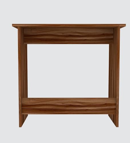 Image of Compact Study Desk, Walnut Brown Finish, 80x40x74 cm, Space-Saving Home Office Table, Modern Design, DIY Assembly
