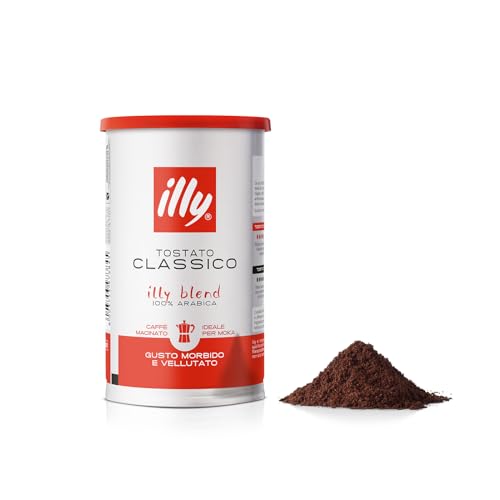 illy Caffè Macinato per Moka Tostato CLASSICO, 12 Barattoli da 185 Grammi