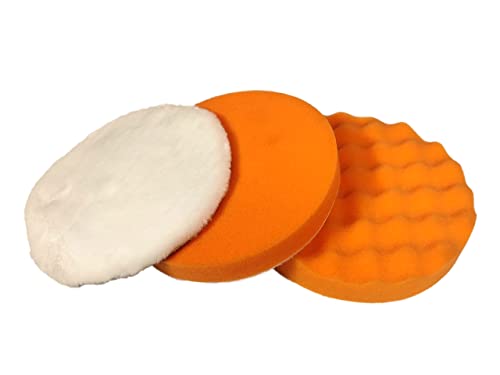 Image of VOLTZ VZ-CP1600 Electric Hand Polisher's(Polishing Pad- Leather, Wav like, flate) Polishing Pad, Buffing Pad, Sponge Pad 180 MM Attachments