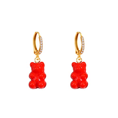 Boucle d'oreilles pendantes ours bling et créoles brillantes femme