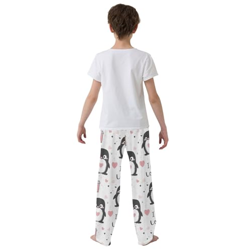 Pajama Bottoms, Pajamas Pant Cute Penguins Lounge Wear Casual Pink Hearts Sleep Long Pants Soft Pjs Sleepwear3