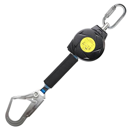11FT Self Retracting Lifeline Fall Protection Retractable Safety Lanyard Rectracting Lifeline Personal Fall Arrest Protection ANSI Self Retractable Gear for Roofing Construction(Big Hook)