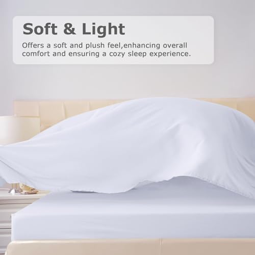Homilay Twin Size Bed Sheet Set - 3 Piece Soft Microfiber Sheets with Deep Pockets, Cooling Technology, and Wrinkle-Free Pillowcase. Hotel-Quality, Durable Bedding, Brilliant White by Homilay - Used condition - Image 2