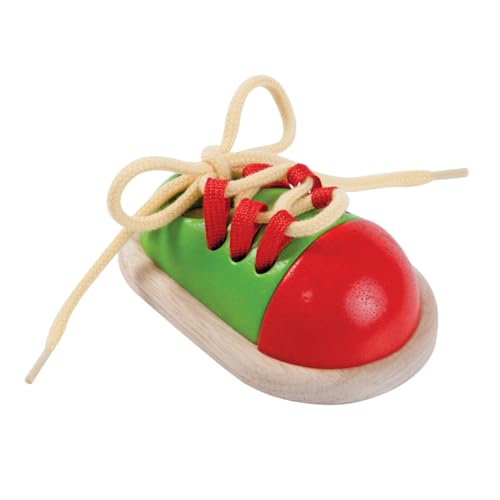 PlanToys Schnürschuh aus Holz für Kinder - Schnürsenkel Binden...