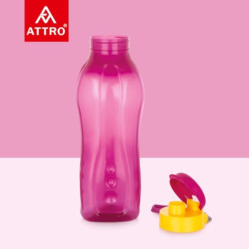 Image of ATTRO Prime Drinkware Plastic Water Bottle,Leak-Proof-Set of 3-Dark Pink-1.5L