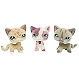 3pcs/Set Custom Flocked Pet Shop Toys Short Hair Cat Kitten Collie Great Dane Cocker Spaniel Dachshund Puppy Dog OOAK Compatible with LPS (#852 and 2291 and 468)