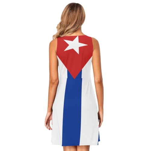Robe Cuba fluide sans manches vêtement de plage imprimé tendance