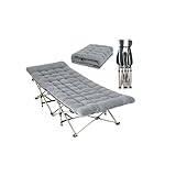 WoldTrek Camping Cot with Mattress - Heavy-Duty Foldable Cots for Adults, 1200D Double Layer Oxford Camping Cots for Camping Travel Tent Day Outdoor & Home Guest (176cm*64cm - Grey)