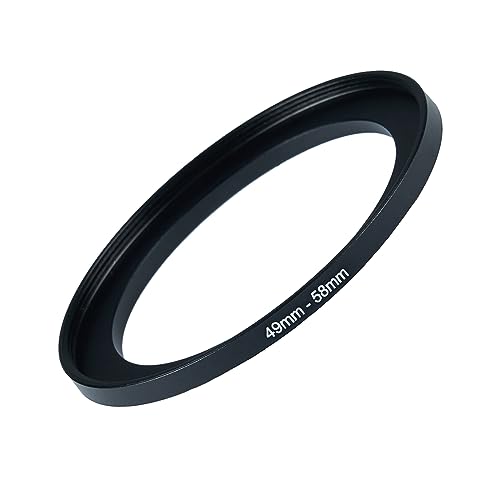 Image of 49mm to 58mm Step-up Adapter Rings Filter Adapter Black Metal Step Down Filter Ring Adapter Compatible with All Brand UV CPL ND Camera Lens Filter Stepping Rings (49mm-58mm)