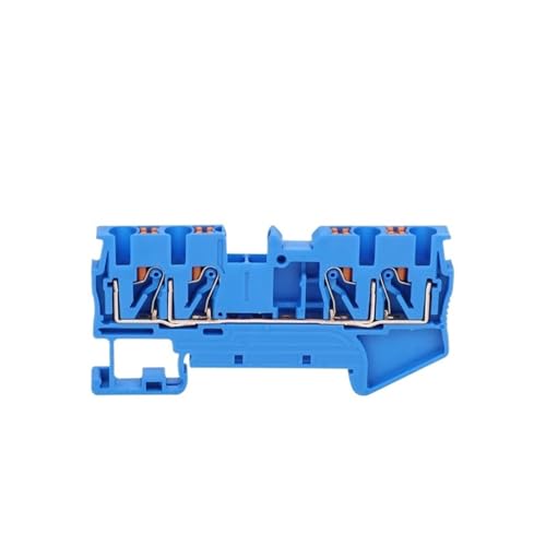 Bloque de terminales de riel DIN PT2.5-QU, conector de cable a presión azul de 10 unidades