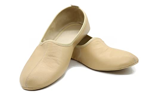 Women's Indoor Leather Slippers Cream in Womens Size 5 Traditional Babouche House Shoes Moccasin2