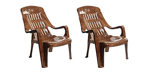 Image of Nemi Agency Comfort Relaxing Plastic Chair | Chair | Plastic Chair | Sandalwood Colour | Comfort Chair | Chairs (Set of 2)