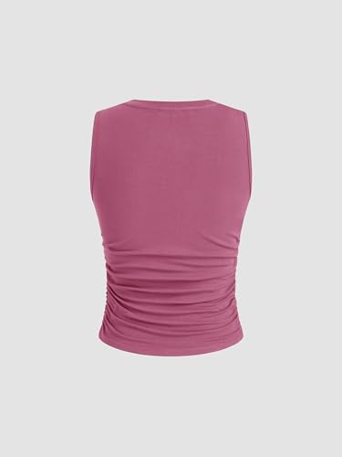 Image of CIDER Womens Tank Tops Sleeveless High Neck Ruched Crop Tops Going Out Casual Basic Ribbed Shirt Summer Fashion Clothing