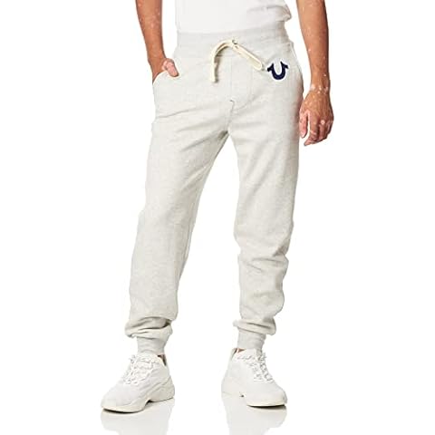 True Religion Men's Classic Logo Jogger Sweatpant, New Oatmeal, Medium Cover