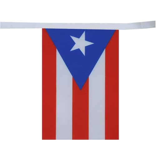 Image of AZ FLAG Puerto Rico 6 meters BUNTING Flag 20 flags 9'' x 6'' - Puerto Rican STRING flags 15 x 21 cm