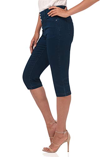 Rekucci Women's Secret Figure Denim Extra Comfort Jean Capri with Snap Detail2