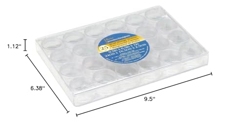Darice Clear Bead Organizer Storage System, 24 Screw-Top Canisters in a 9.5” x 6.375” x 1.125” Case, Snap-Tight Container Hold Beads, Sequins, Nails, Jewelry Making Supplies and More
