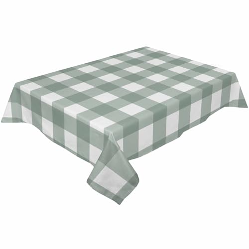 Green White Check Waterproof Tablecloth Simple Background Table Cover for