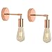 Produktbild BAODEN 2er Pack Wandlampe E27 Badezimmer Wandleuchten rustikal Industrie Loft schwenkbar Wandleuchte Pole Wandbeleuchtung Leuchte (Kupfer Farbe) [Energieklasse A++]
