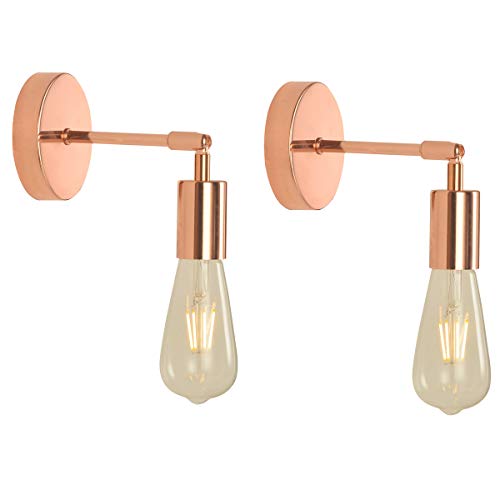 Preisvergleich Produktbild BAODEN 2er Pack Wandlampe E27 Badezimmer Wandleuchten rustikal Industrie Loft schwenkbar Wandleuchte Pole Wandbeleuchtung Leuchte (Kupfer Farbe) [Energieklasse A++]